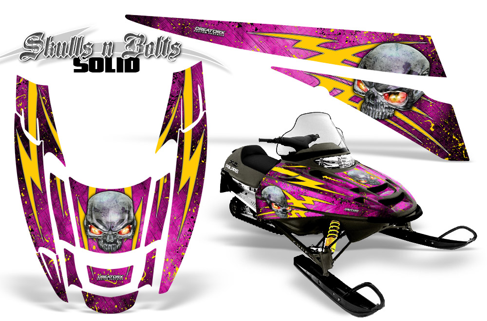 POLARIS EDGE XC Graphics Kit Skulls n Bolts Solid Yellow Pink